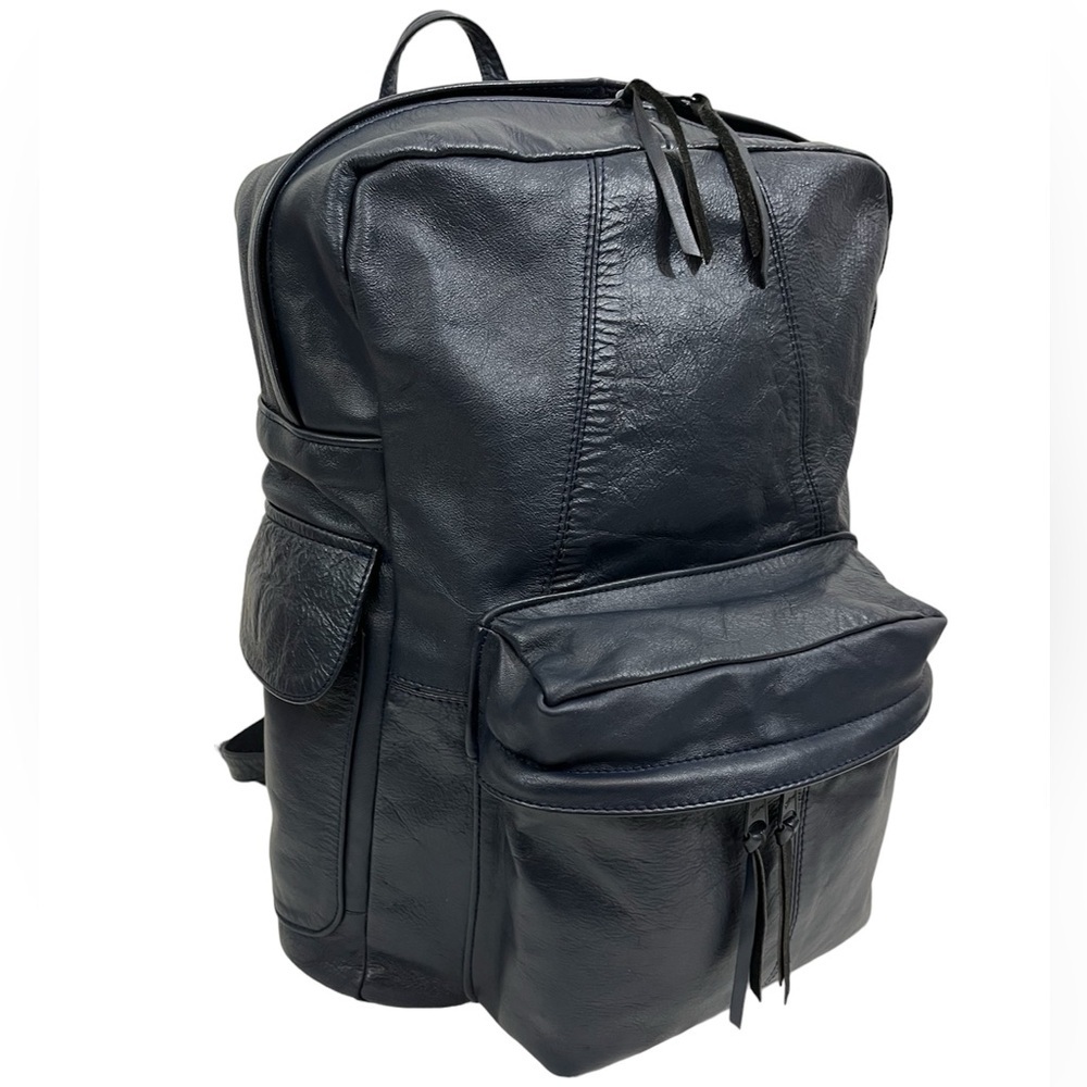 Vtg Leather Backpack, Navy Blue, by Shedhorn Creek Leather Products 1990s